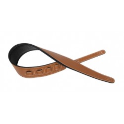 Sangle rembourrée marron clair en similicuir pour guitare, extra large