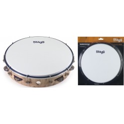 Tambourin accordable en plastique 12\" avec 1 rangée de cymbalettes