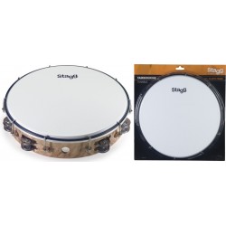 Tambourin accordable en plastique 12\" avec 2 rangées de cymbalettes