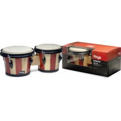 Bongos traditionnels en bois de 7,5\" et 6,5\", finition bicolore