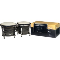 Bongos latins en bois de 7,5\" et 6,5\" noirs