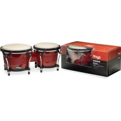 Bongos latins en bois de 7,5\" et 6,5\", finition merisier