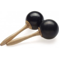 Paire de maracas traditionnelles en fibre, noires