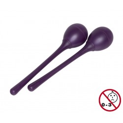 Paire de maracas oeufs en plastique à long manche