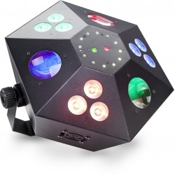 Boîte multi-effets avec lasers rouges et verts, 3 colour wash, stroboscope et fleur LED