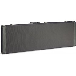 Etui rigide Deluxe en tweed noir pour guitare basse électrique, modèle rectangulaire, Vintage-style