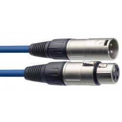 Câble de microphone XLR/XLR (m/f), 3 m, bleu