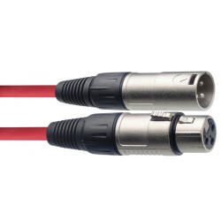 Câble de microphone XLR/XLR (m/f), 3 m, rouge