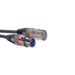 Câble de microphone XLR/XLR (m/f), 1 m, anneau rouge