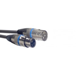 Câble de microphone XLR/XLR (m/f), 3 m, anneau bleu