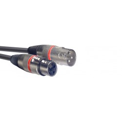 Câble de microphone XLR/XLR (m/f), 3 m, anneau rouge