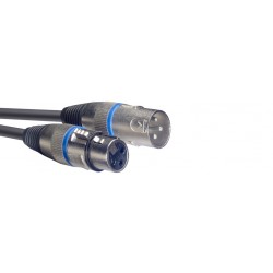 Câble de microphone XLR/XLR (m/f), 10 m, anneau bleu