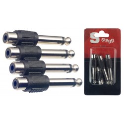 Adaptateur RCA fem./ Jack mâle - métal - 4 pcs sous blister