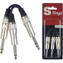 Câble adaptateur 1 x JACK stéréo mâle / 2 x JACK mono mâle