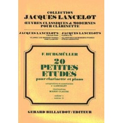 20 petites études pour clarinette et piano cahier 2 de j.lancelot ed billaudot