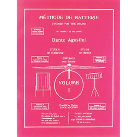 Methode de batterie vol 1 partitions et application du solfege de Dante Agostini